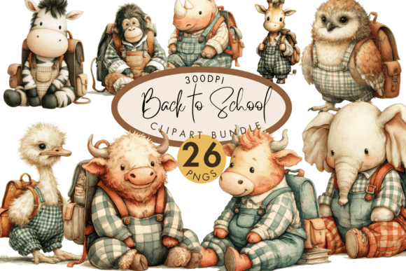 Back to School Animal Clipart – 26 PNG: A Versatile Resource for Educators and Creators
