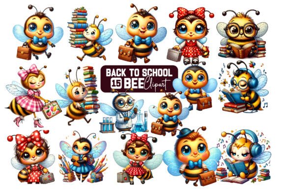 Back to School Bee Clipart Bundle