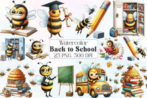 Back to School Bee Clipart for Creative Projects