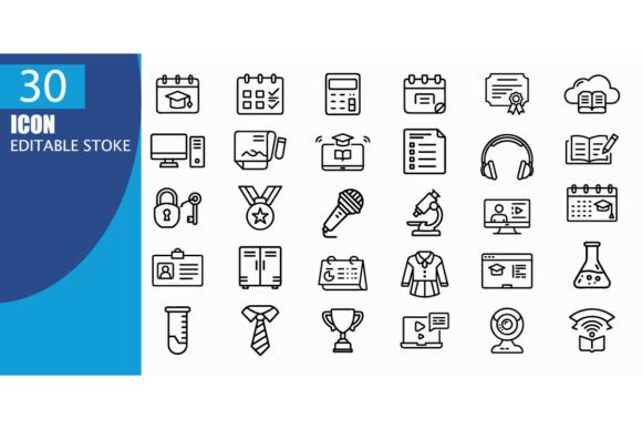 Back to School Editable Outline Vector I: A Modern Resource for Educational Design