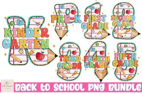Back to School Png Bundle, Pencil Bow
