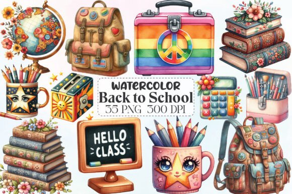 Back to School PNG Retro School Clipart: A Creative Asset for Modern Designers and Entrepreneurs