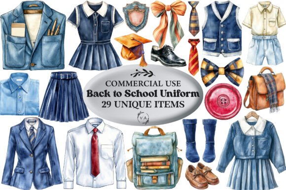 Back to School Uniform Clipart Bundle: A Creative Resource for Modern Designers and Entrepreneurs