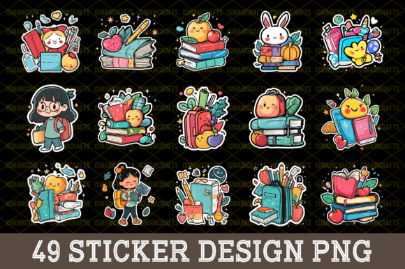 Back to School Vibes Sticker Bundle PNG