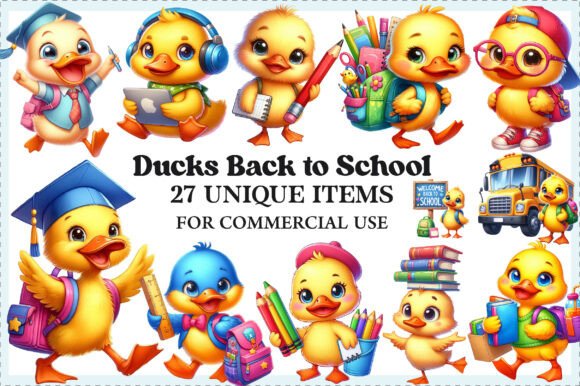 Ducks Back to School Clipart Bundle: A Versatile Digital Asset for Creative Projects
