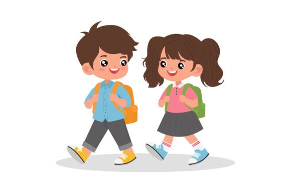 Illustration Cartoon Kids Back to School